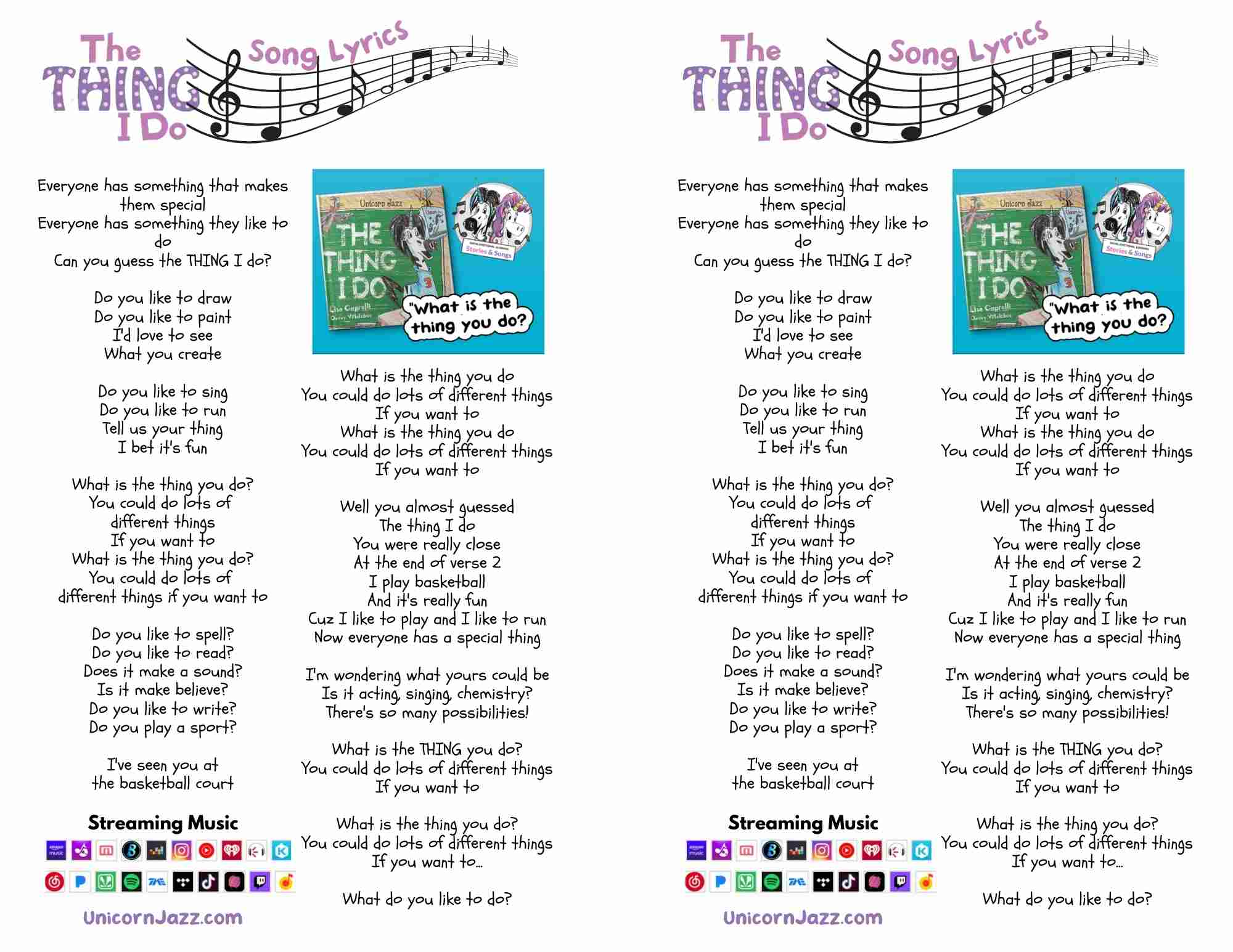the thing i do book song lyrics to sing along